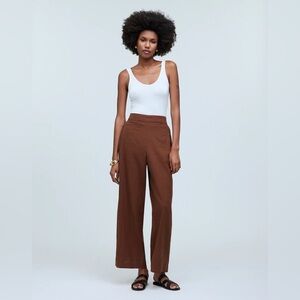 Madewell Brown Petite Pull-On Straight Crop Pants in Linen Blend size 2 EUC